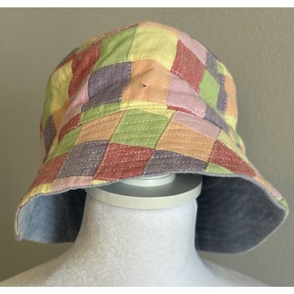 Patchwork Hat Hippie Boho Pastel Sun Beach Retro Bucket Cap Cotton Reversible - Picture 4 of 10